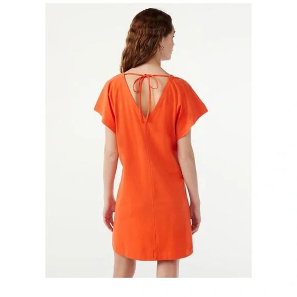 Free Assembly Orange Short Sleeve Tie Back Blouse Women's Size Medium - Picture 2 of 8
